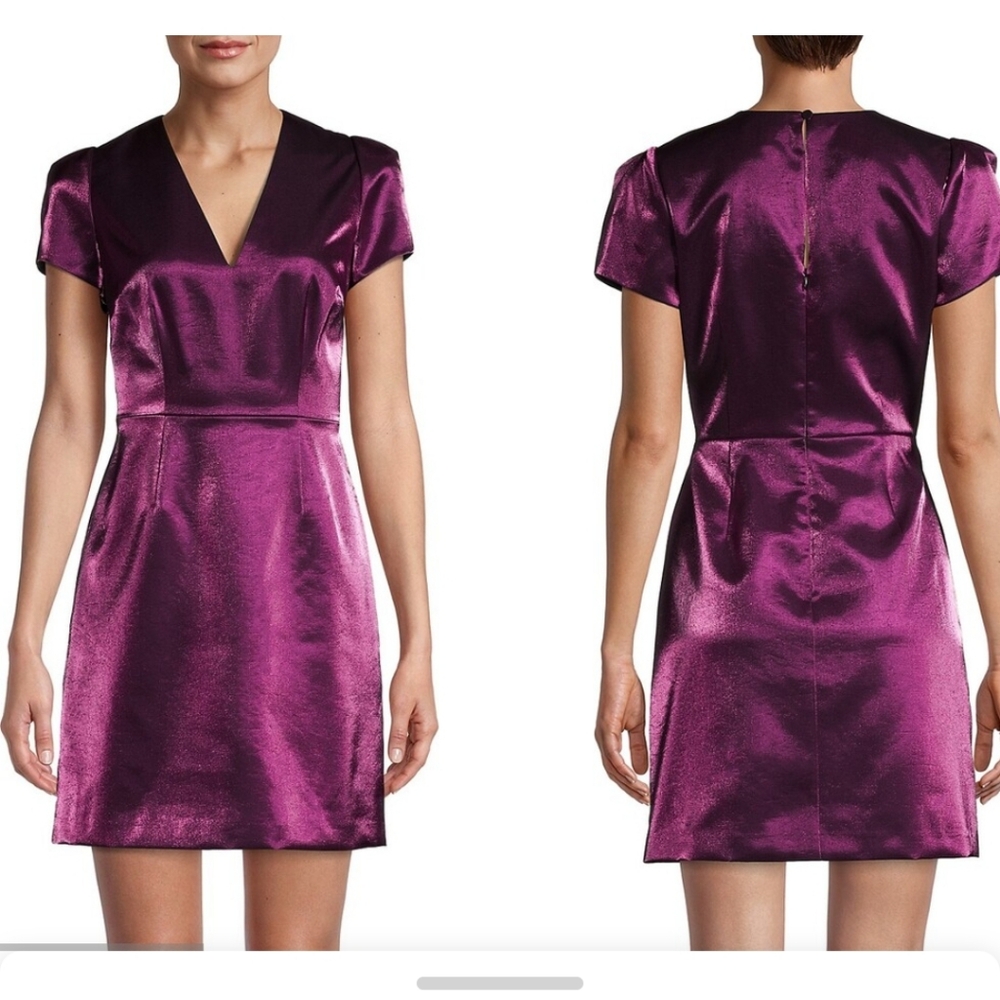 Milly Atalie Glazed Shimmering Purple Mini Cocktail Wedding Guest Dress Size 4